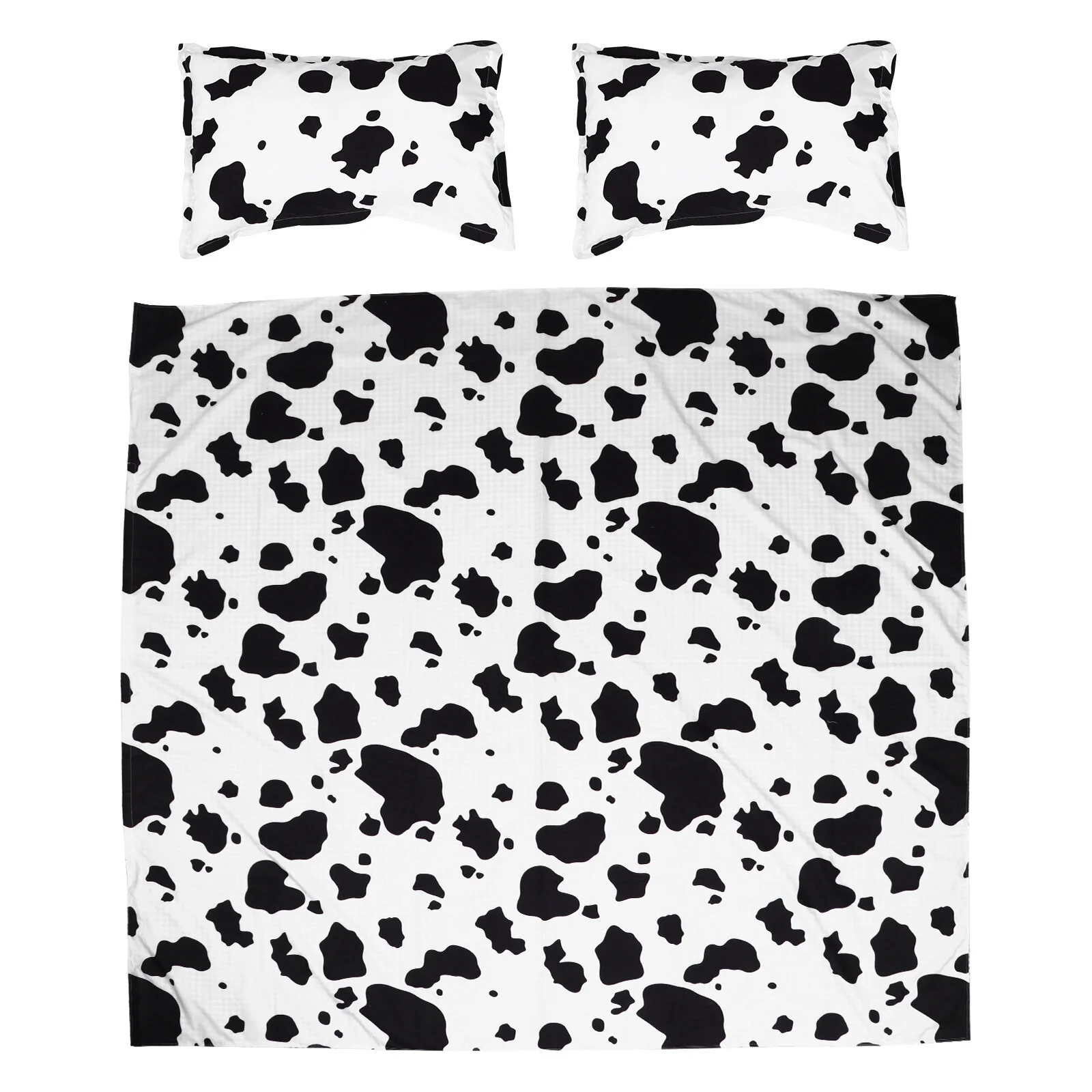 

3Pcs Cow Duvet Cover Cotton Bedding Cover Bedspreads Coverlet Quilt Cover Black and White Bedding Set Holiday New Year Bed