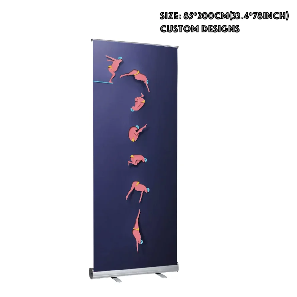 

85x200cm Custom PVC Print Promotion Banner Advertising Sign Hanging Poster Aluminum Retractable Roll Up Display Stand