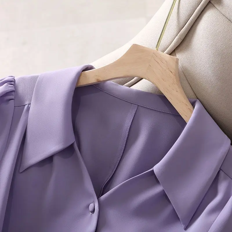 Темпераментные модные весенние новые шифоновые рубашки женские однотонные