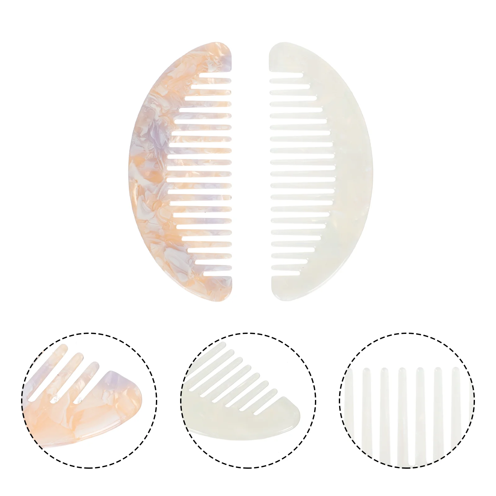 

2 PCS Plastic Comb Hair Comb Wide Teeth Combs Tooth Home Hairstyling Mini Retro Acetate Sheet Salon Hairstyle Travel