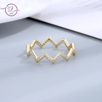 925 sterling silver wave shaped 18k gold plated zircon ring for women wedding engagement ring fashion party gift fine jewelry