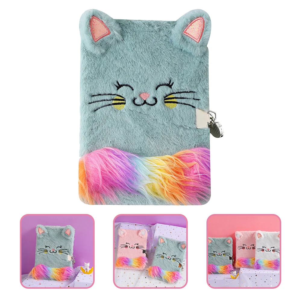

Kitten Kids Drawing Notepad Student Gifts The Cat Children Plush Diary Students Stationery Fluffy White Notebook