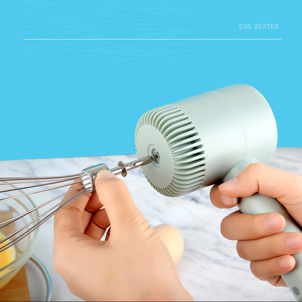 

Portable 3 Speeds Dough Garlic Crusher Cream Egg Beater Baking Masher Wireless Electric Food Mixer USB Hand Blender Kitchen Tool