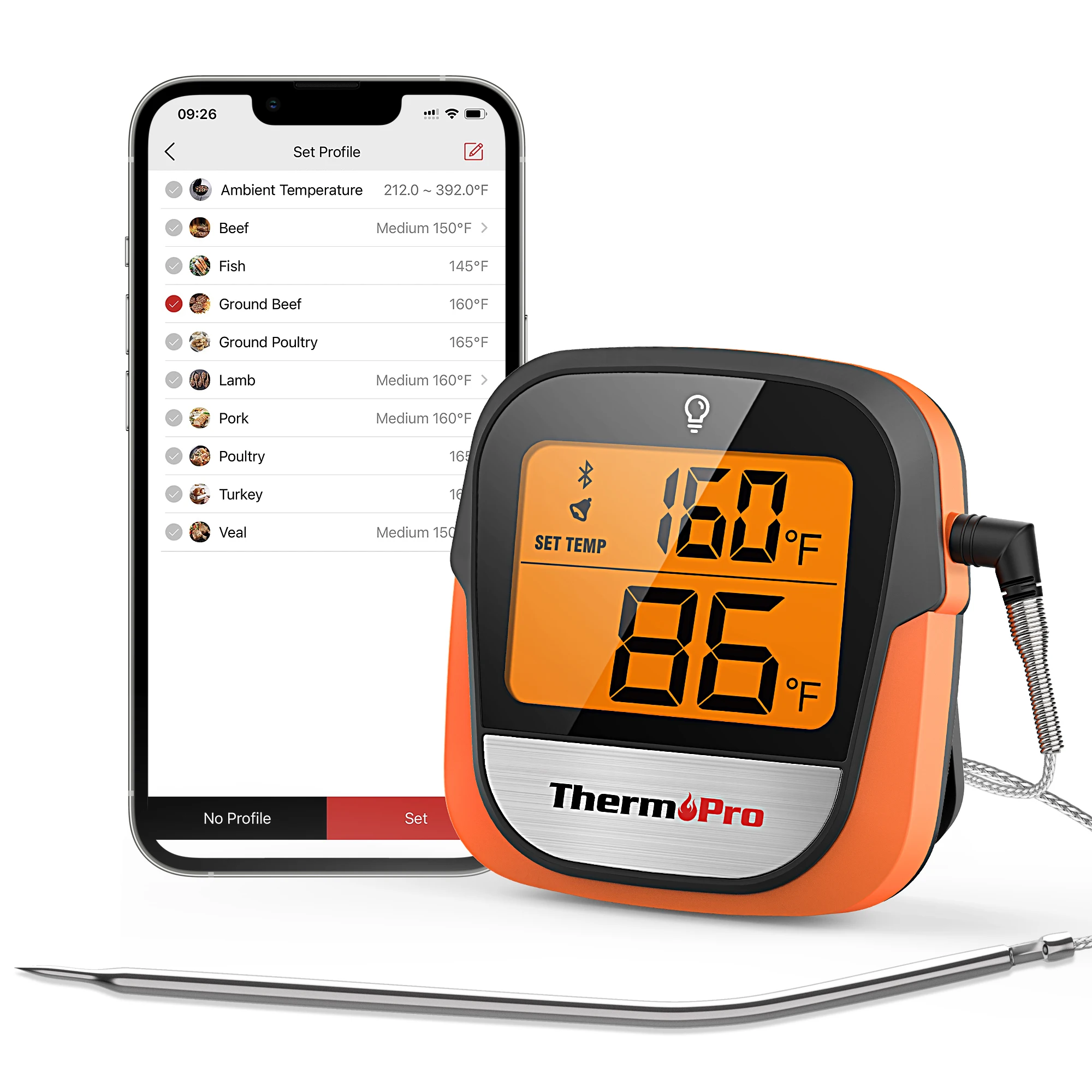 ThermoPro TP901 Bluetooth-connected Phone APP Wireless 135M Fast Reading Backlight Digital Cooking Kitchen Thermometer For Oven