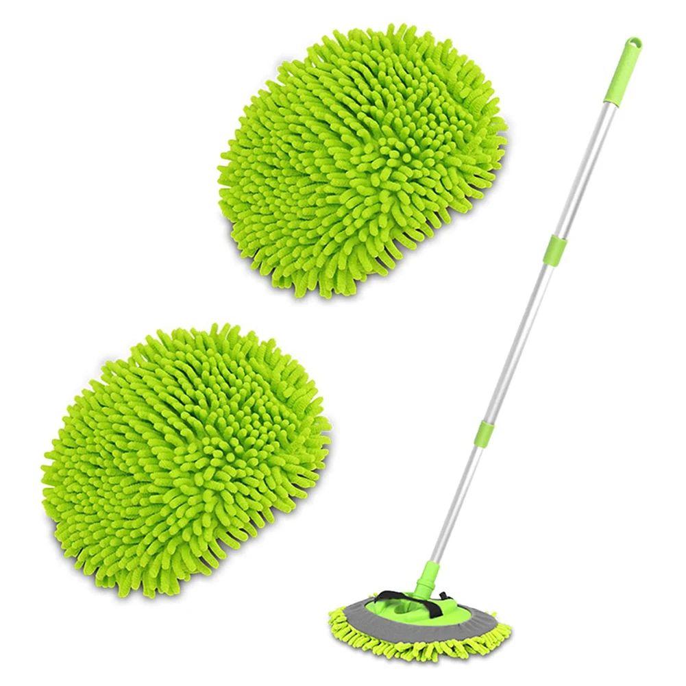 

Регулируемая вращающаяся телескопическая Швабра для мытья автомобиля с 2 запасными головками щетка для окон грузовика щетка для удаления п...