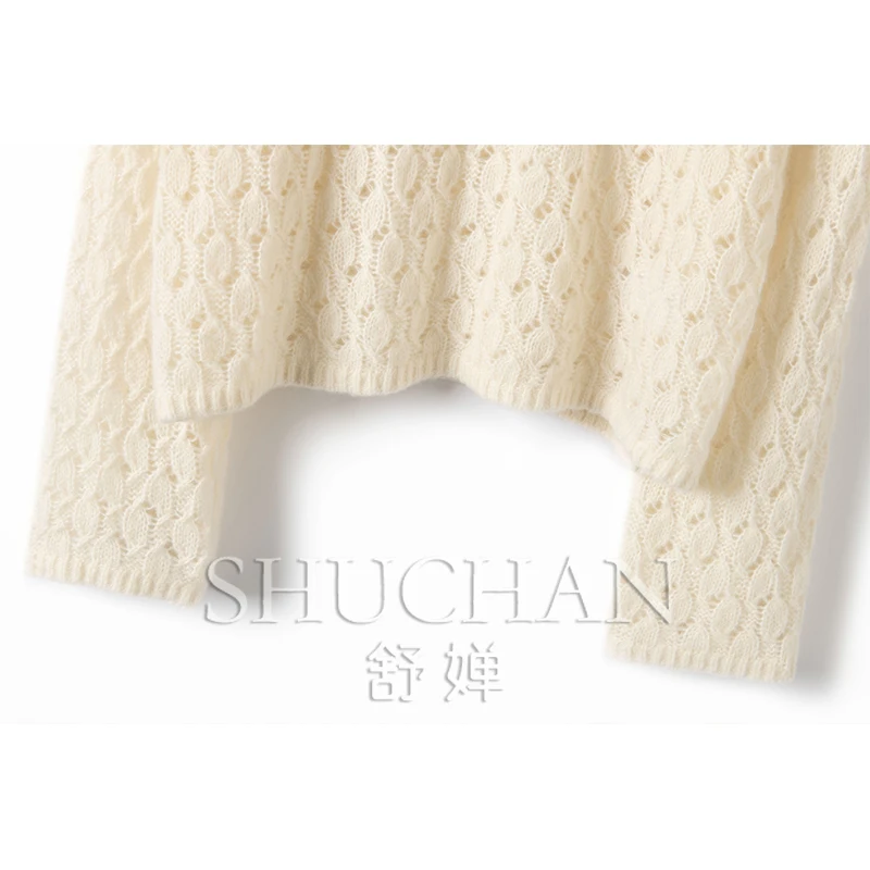 Женский Тонкий кашемировый свитер черный пуловер из 77% натурального шелка зима 23%