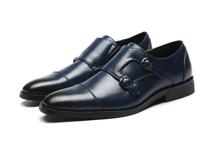 

High Quality Leather Men Formal Shoes Belt Buckle Pointed Toe Weddings Men Dress Business Shoes Men's Party Leather Casual Shoes