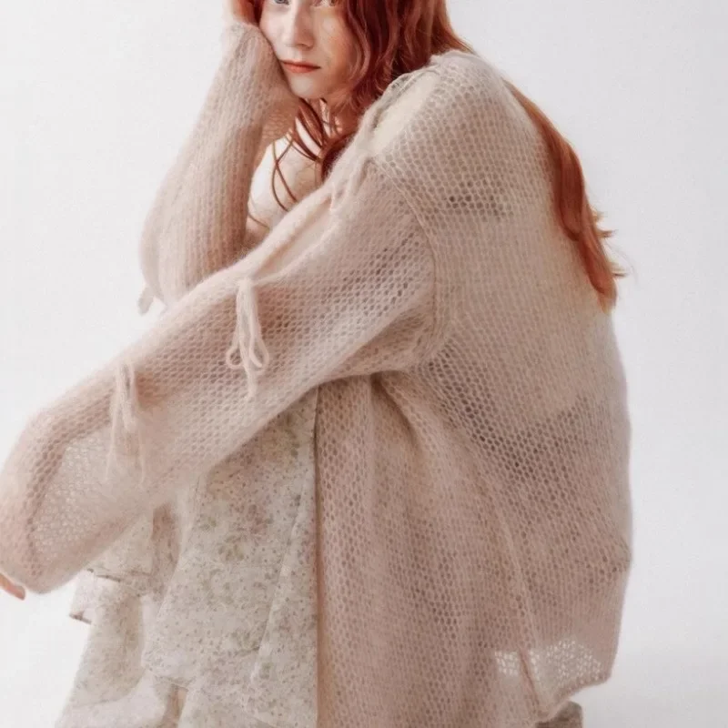 Универсальные элегантные милые женские топы с длинным рукавом новинка 2025 года