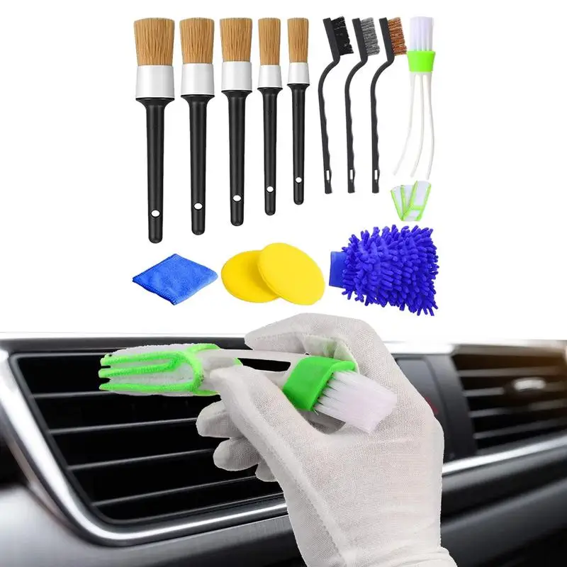 

Car Detailing Brushes Auto Detailing Brush Supplies 13 Pieces Vehicle Cleaner Auto Detailing Brush Set For Cleaning Wheels