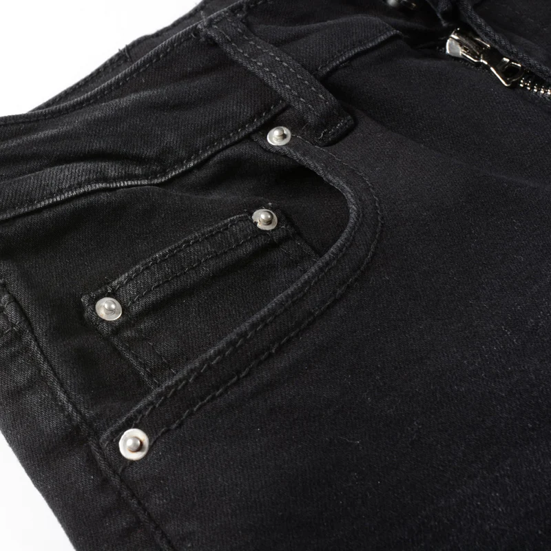 Streetwear Fashion Men Jeans Black Color Elastic Slim Fit Ripped Jeans Men Printed Designer Brand Hip Hop Punk Pants Hombre