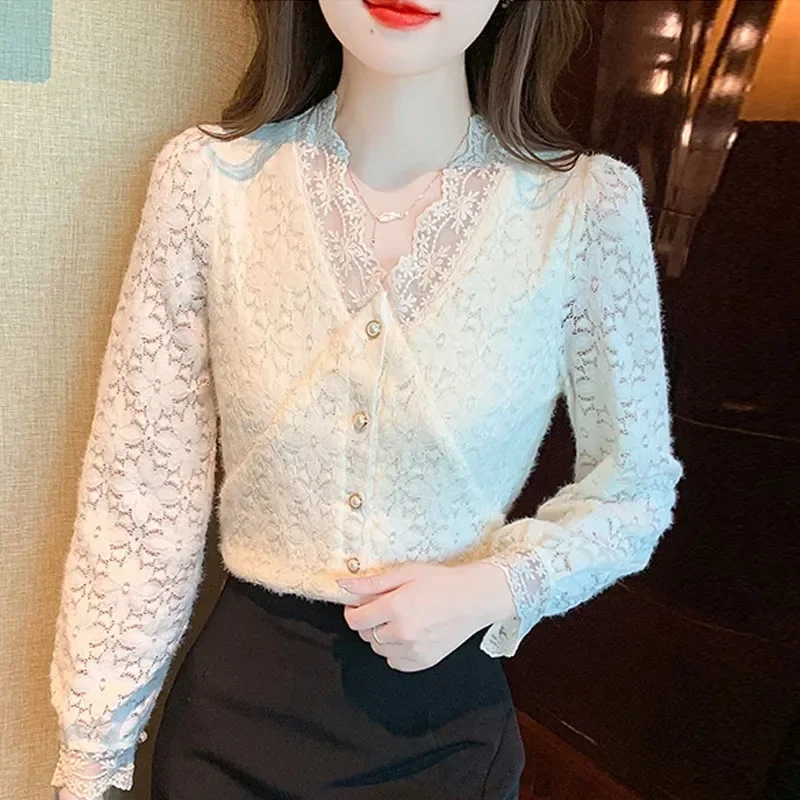 Модная женская рубашка с v-образным вырезом и длинным рукавом бархатная