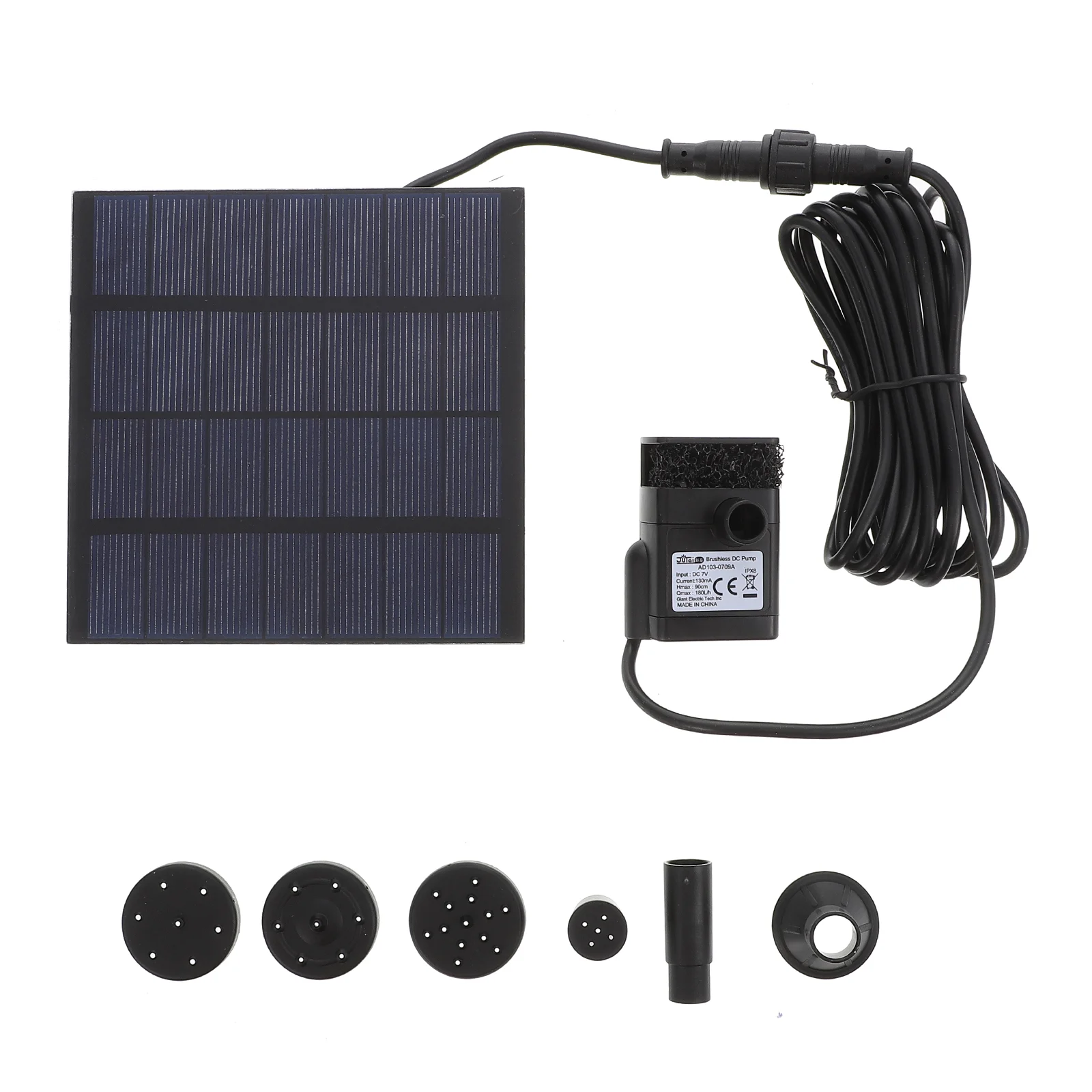 

7V 1.2W 180L/H Solar Pump Aquarium Fountain Pool Garden Pond Submersible Pump (Black)