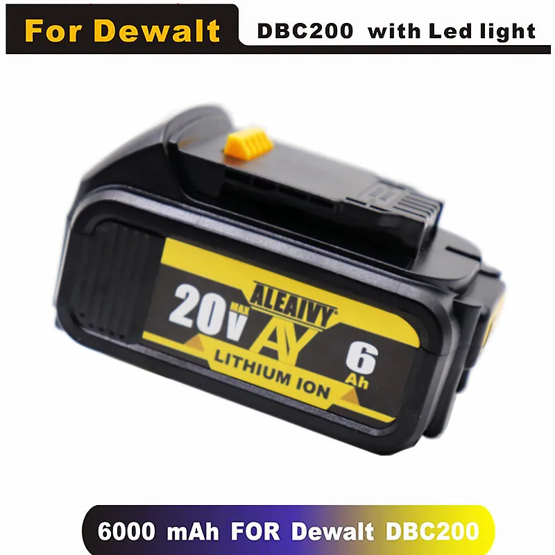 

6Ah 20V for Dewalt Power Tool Battery for DCB180 DCB181 DCB182 DCB201 DCB201-2 DCB200 MAX XR Power Tools 18650 Lithium Batteries