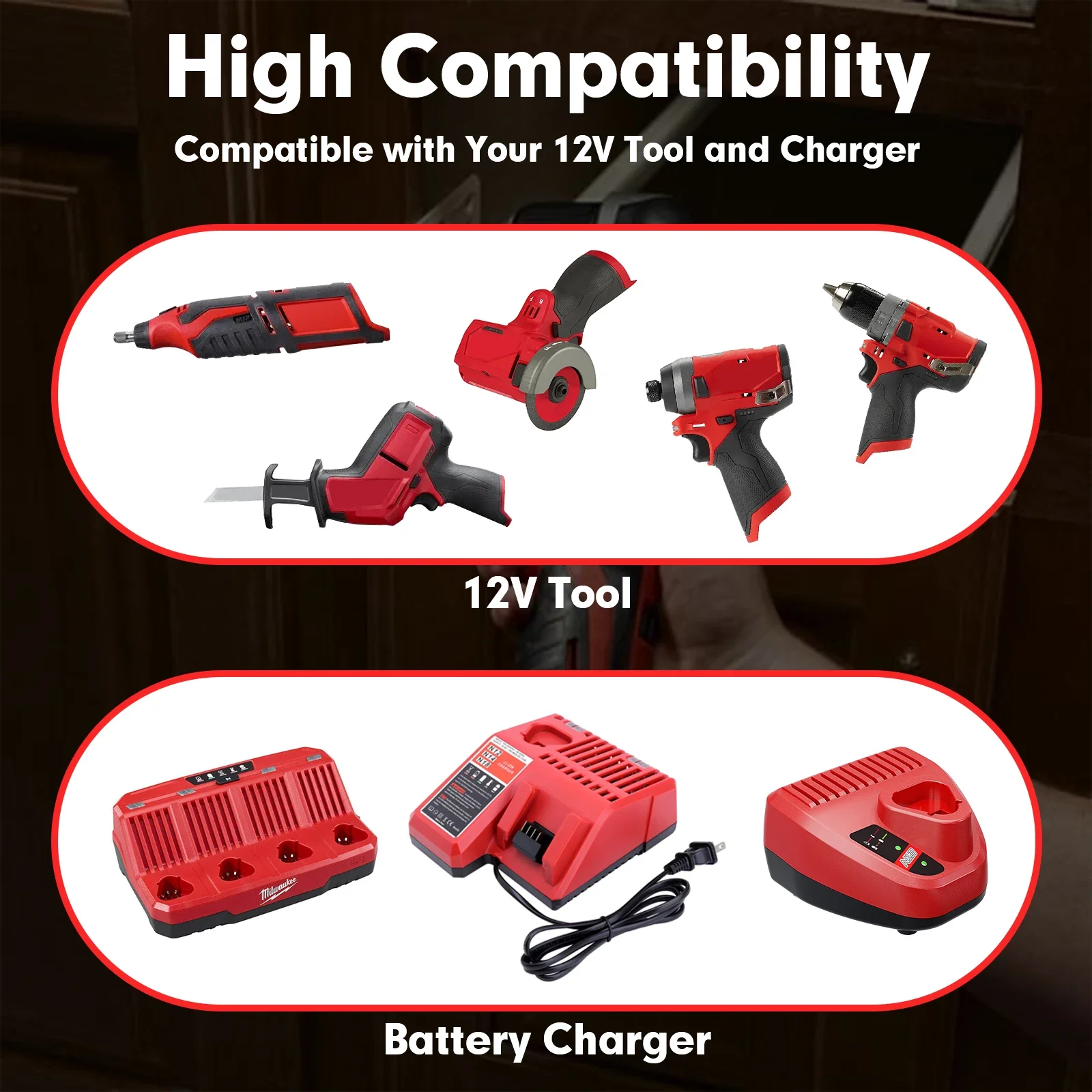 Аккумулятор 3800 мАч для Milwaukee M12, аккумуляторная батарея 3,8 Ач для аккумуляторных инструментов 12 В 48-11-2402 48-11-2411 48-11-2401 MIL-12A-LI (art.: 3920d41b60881) - 3920d41b60881