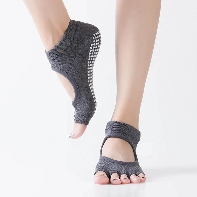 Hylaea Yoga Socks for Women with Grip Ballet Pilates Barre Dance open-toed Feet Ballet Dance Barefoot Non Slip Sports Soccer