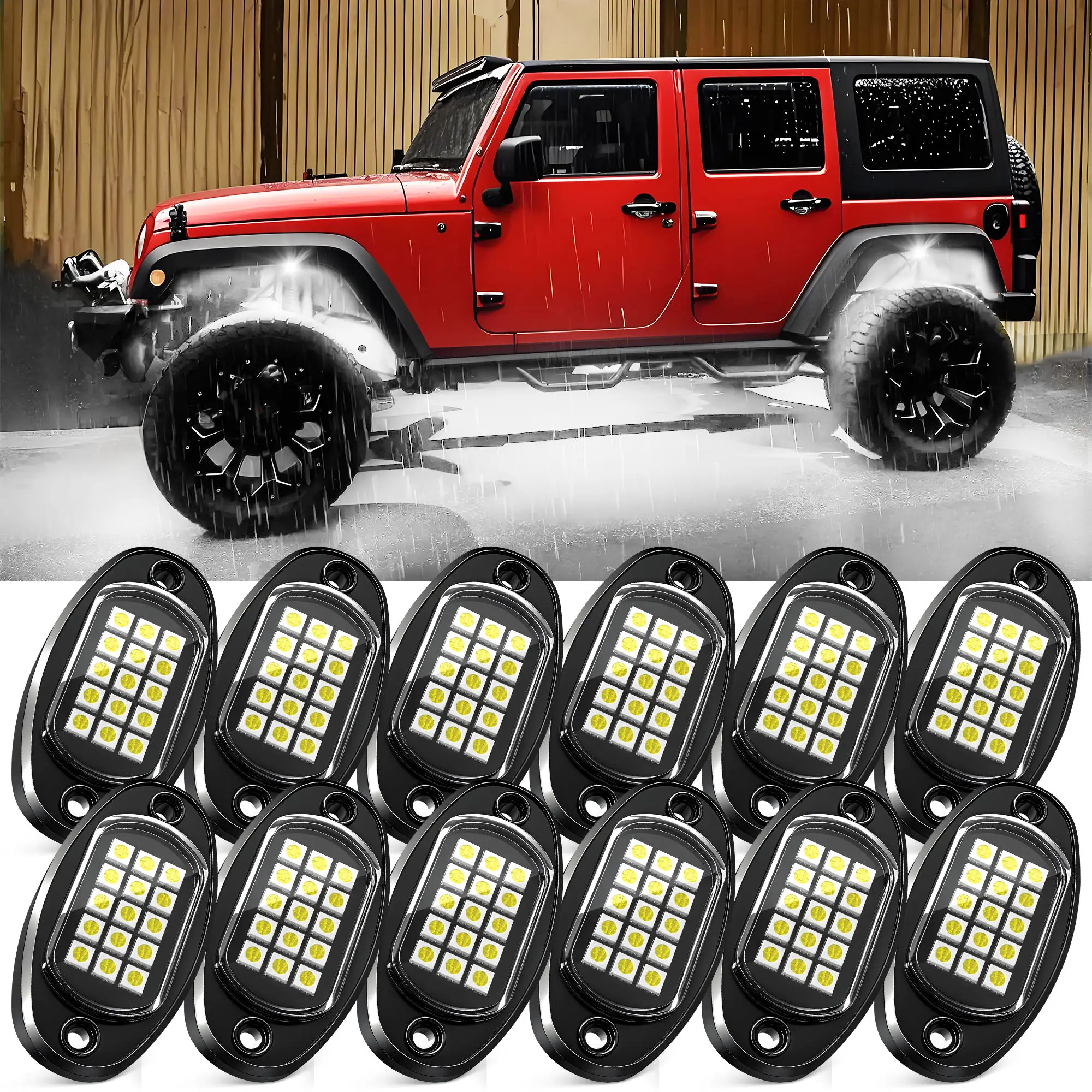

MICTUNING LED Rock Lights 12/16/20 Pods - водонепроницаемый светодиодный подсветка чистого белого цвета, светящаяся лампа под кузовом для автомобиля, грузовика