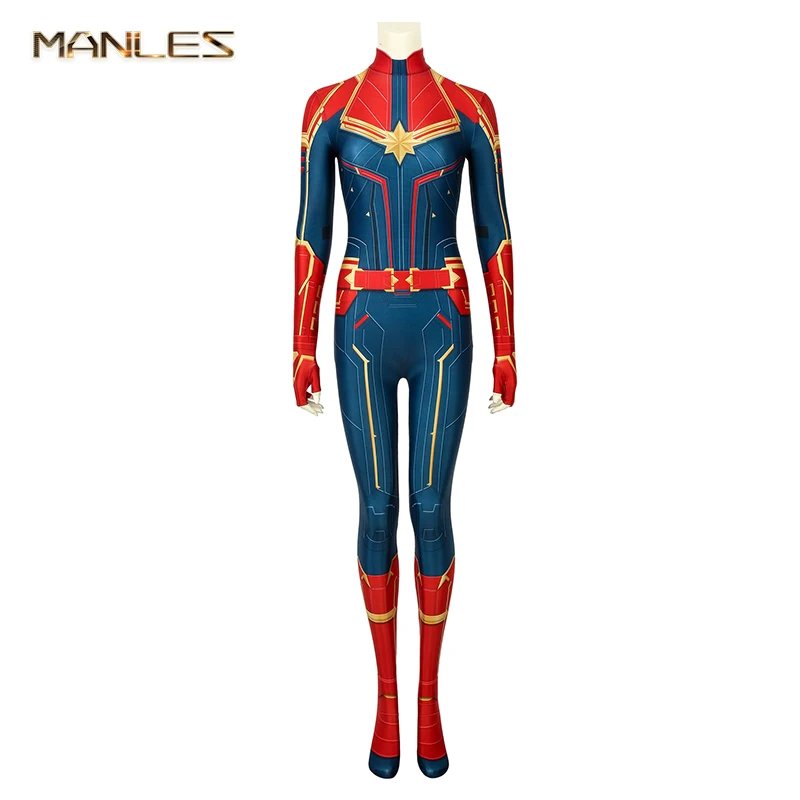 

Captain Marvel Carol Danvers Costume Cosplay Bodysuit Movie Cosplay Costume Adult Jumpsuit Halloween Set