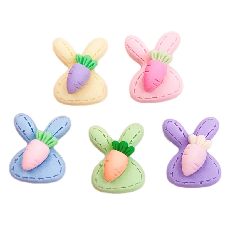 

10PCS Carrot Rabbit Hairpin Hair Rope Water Cup Mobile Phone Case Patch DIY Manual Accessories Resin Charm Flatback Cabochons