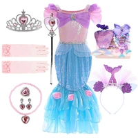 little girl princess dress kids ariel mermaid carnival 3 4 5 6 7 8 9 10 years old dress up kids summer party luxury costumes