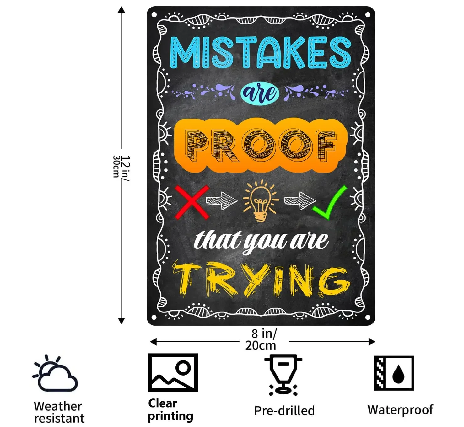 XBGJMY Вдохновляющие металлические жестяные вывески с ошибками которые вы пытаются