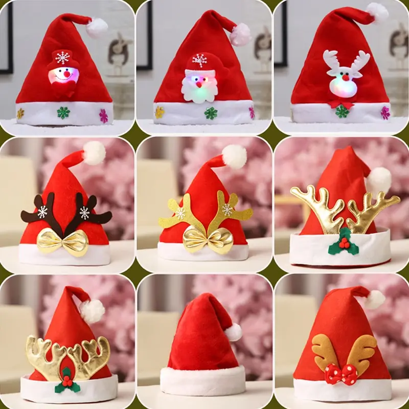 

Merry Christmas Hat New Year Navidad Cap Snowman ElK Santa Claus Hats For Kids Children Adult Xmas Gift Decoration