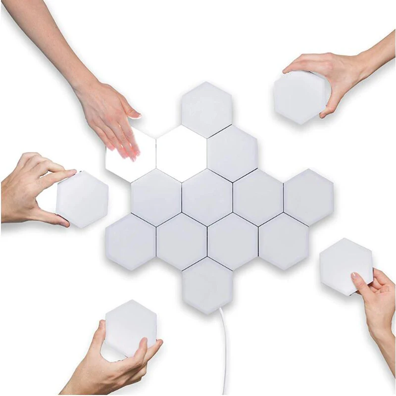 

1-12 PCS Touch Sensor LED Night Light Sensitive Hexagonal LED Quantum Lamp Modular Hexagons Creative Decoration Wall Lamp