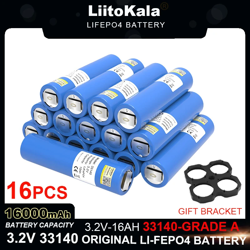Аккумулятор LiitoKala 3 2 В 33140 16 Ач lifepo4 для 4s 12 24 RV электросамокат инвертор + никель