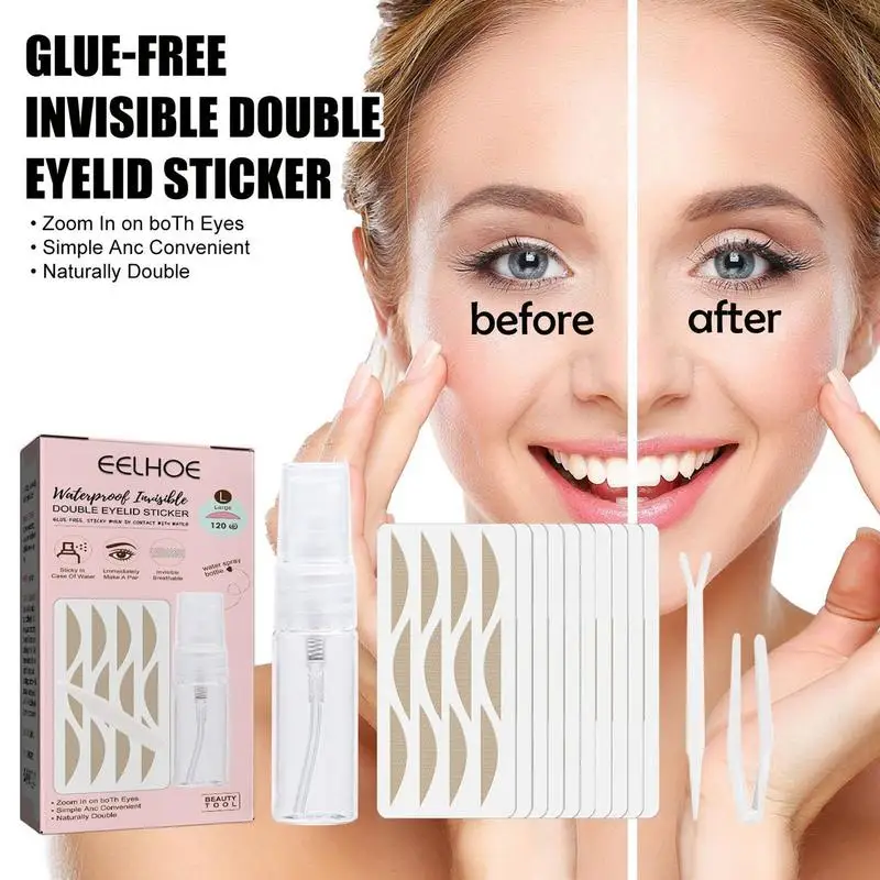 

120pcs Double Eyelid Tape Natural Transparent Waterproof Invisible Instant Eyelid Lift Uneven Droopy Hooded Eyelid Fiber Stripes