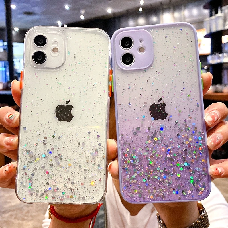 

Luxury Glitter Candy Transparent Phone Case For iPhone 11 12 13 Pro Max XS X XR 7 8 Plus SE 2020 Mini Shockproof Cases Cover