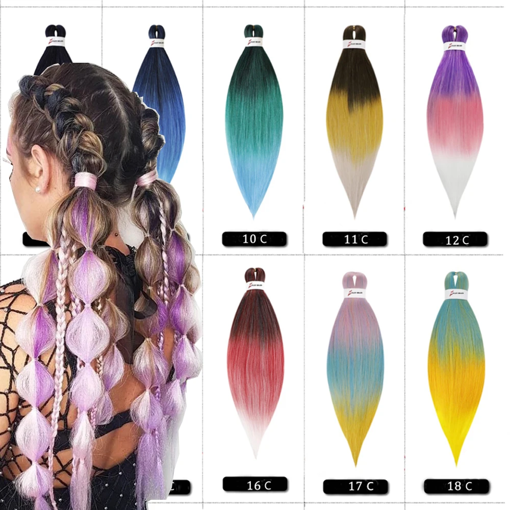 

26" EZ Braid Hair Pre Stretched Synthetic Ombre Braiding Hair Extensions for Senegalese Passion Twist Box Braid Hair Bundles