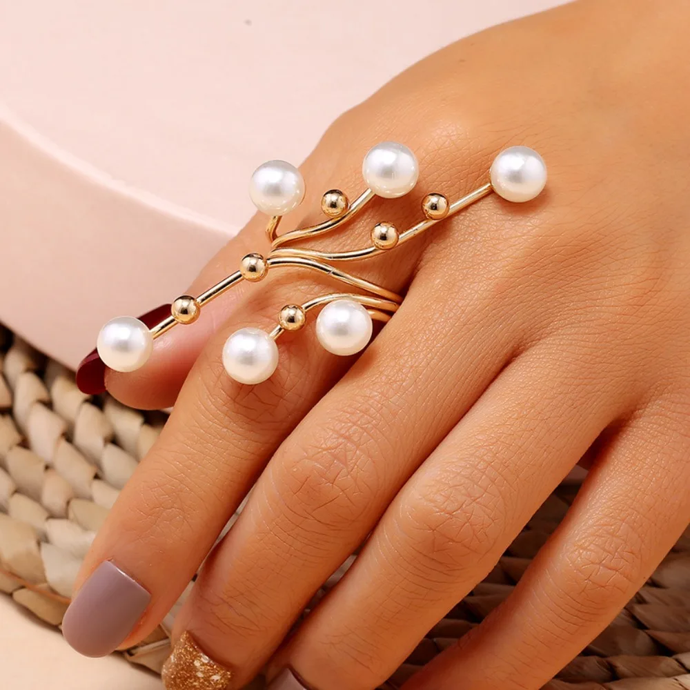 

Fine Pearl Thin Ring For Women Minimalist Basic Style Fashion Jewelry Gold Color Knuckle Ring Ladies Beach Party Ring Gifts