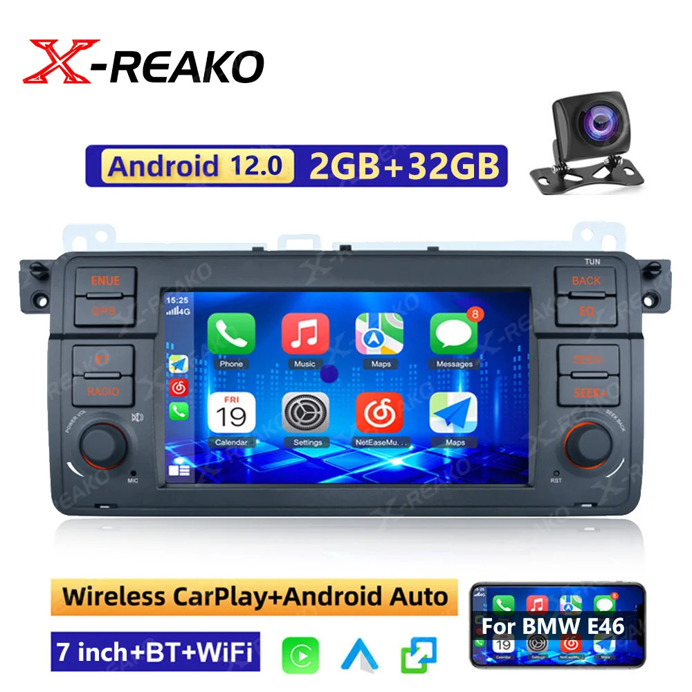 

X-REAKO 2 Din For BMW E46 M3 318/320/325/330/335 1998-2006 Android 12 Navigation GPS BT Car Stereo Radio Multimedia Video Player
