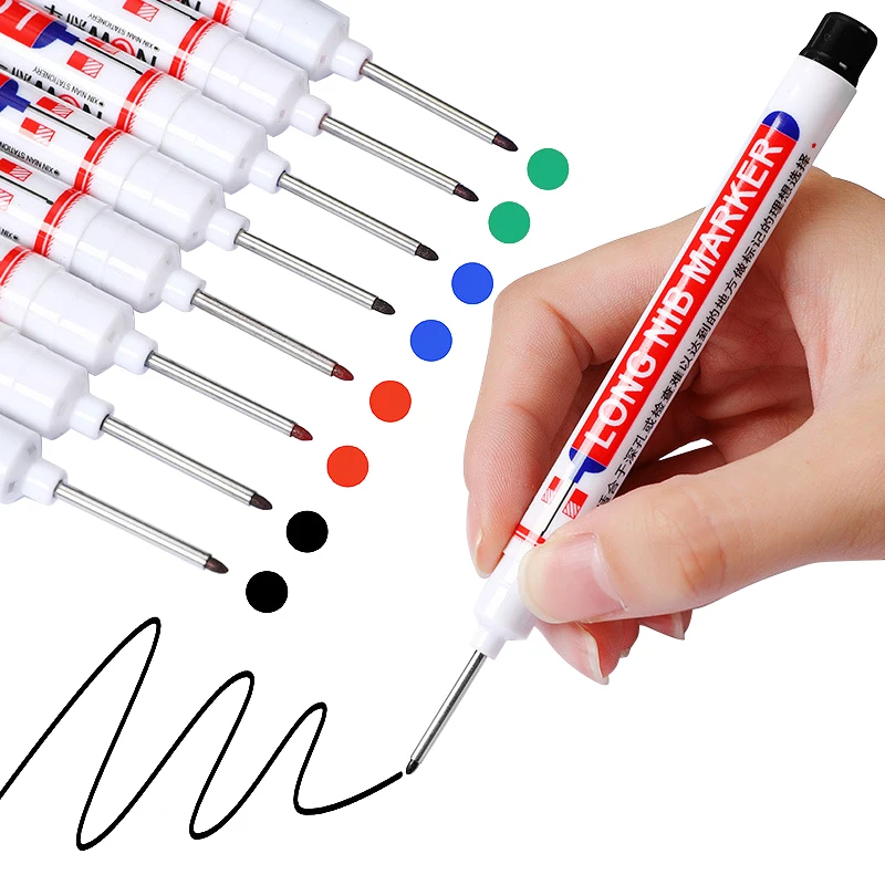

20mm Long Head Marker Pens Multi-purpose Bathroom Woodworking Decoration Deep Hole Marker Pen Ink Tools Set