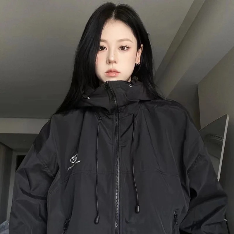 

HOUZHOU Harajuku Green Jackets Women Y2k Streetwear Coats Oversized Autumn Outdoor Korean Vintage Black Jacket Trending Products