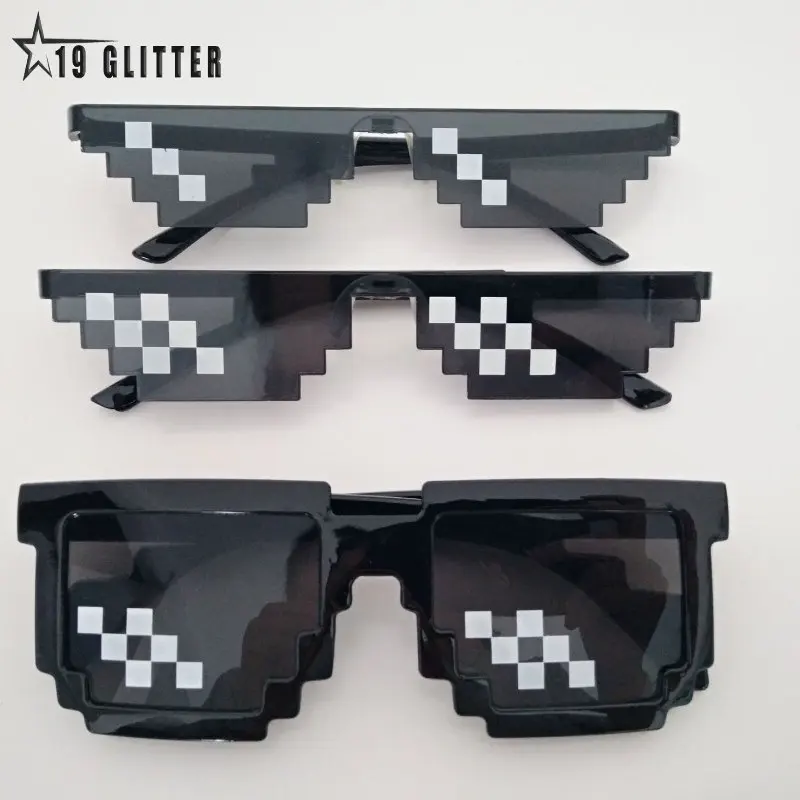 

Funny Glasses Women Men Polygonal Brand Thug Life Sunglasses Mosaic Masculine 8 Bits Style Pixel Sun Glass Fashion