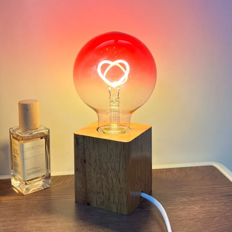 

Love Bulb Valentine'S Day Gift Living Room Bedroom Table Lamp Love Letter Bulb Creative Golden Warm Light Glass Home Decor