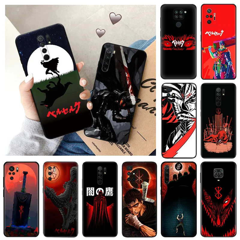 

Мягкие чехлы для телефонов Redmi 9a, 9i, 9c, 6, 6a, 7a, 8a, k40, чехлы Berserk с рисунком героев мультфильмов, RedmiNote, 8T, 8, 7, 9 Pro, 9T, 9S, черный матовый чехол