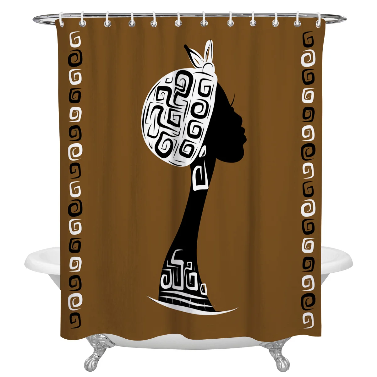 

Африканская занавеска для душа для ванной комнаты, водонепроницаемая ткань, занавеска для ванной с крючками, водонепроницаемый экран для в...