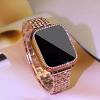 metal strap for apple watch bnad 40mm 44mm 41mm 45mm woman diamond shining stainless steel link bracelet iwatch 7 6 se 5 4 3