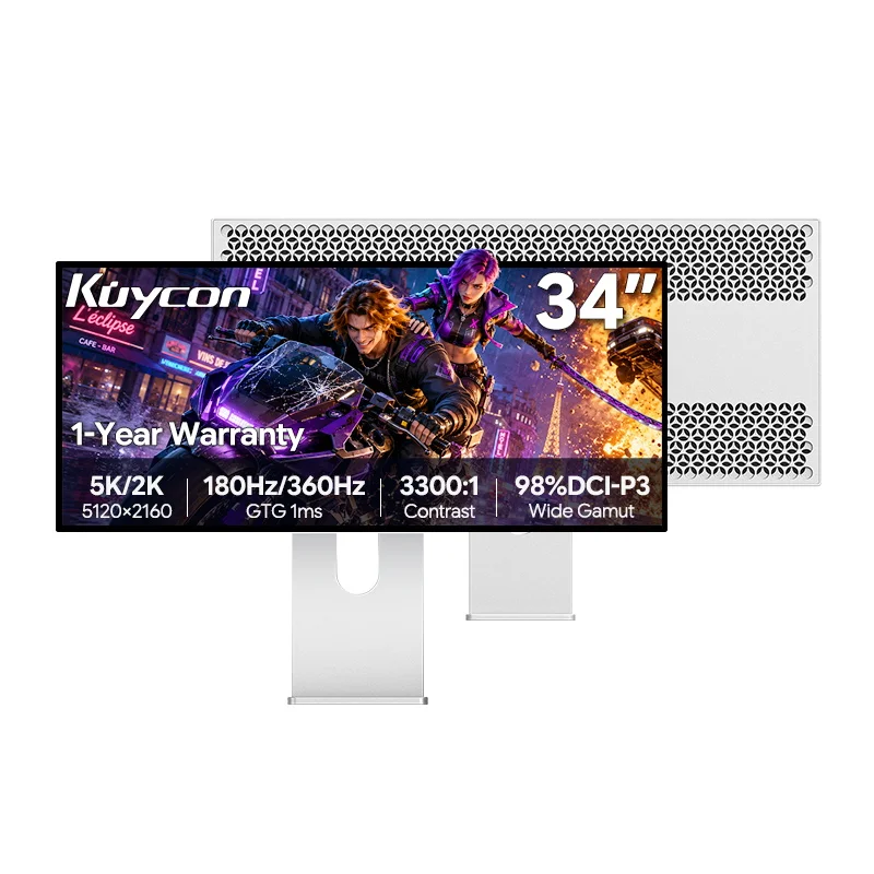 Фото Игровой монитор Kuycon W34KB 34 дюйма WUHD 180-360 Гц ультраширокий 21:9 HVA 5120x2160 HDR USB-C 100W 99% sRGB 98% DCI-P3 настольный дисплей №1