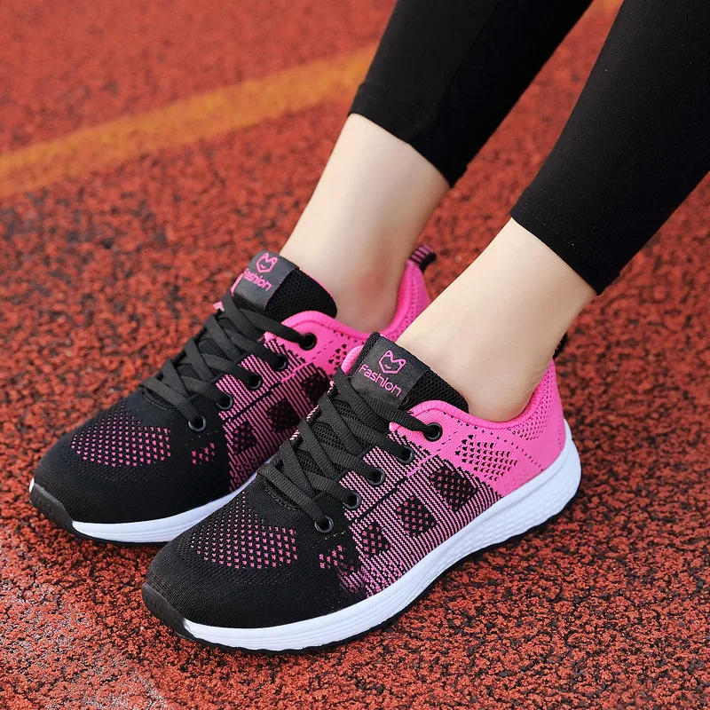 

Breathable Summer Women Sport Shoe Color Blocking Stripe Casual Walking Footwear Wearable Anti-Skid Outdoor Hiking Training Shoe