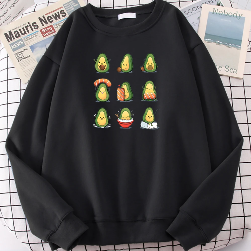 

Sweatshirt Men Nine Lovely Avocados Cartoons Printed Long Sleeve Male Female Kawaii Oversize O-Neck Hoodie Tops Casual Clothing