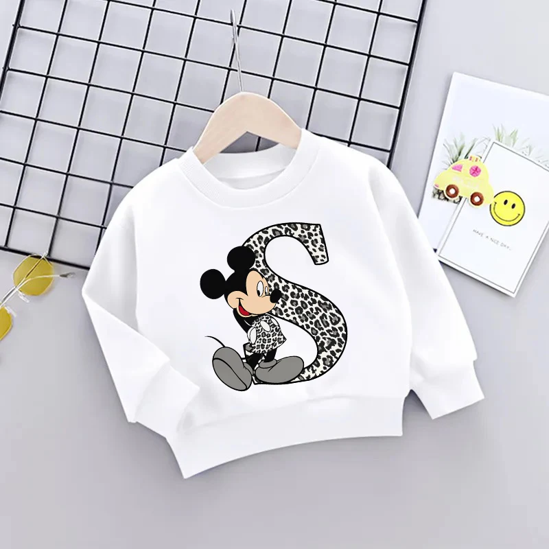 

Mickey Children Sweatshirts Letter Name Combination Casual Clothes Kawaii Cartoons Pullover Girl Boy Kid Sportswear Fashion Tops