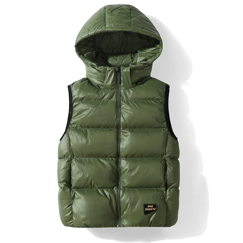 

Men's New Vest Winter Down Cotton Vest Fashion Vests Brand Sleeveless JAckets Plus Size Warm Men's Waistcoats Jacket Hat 2024