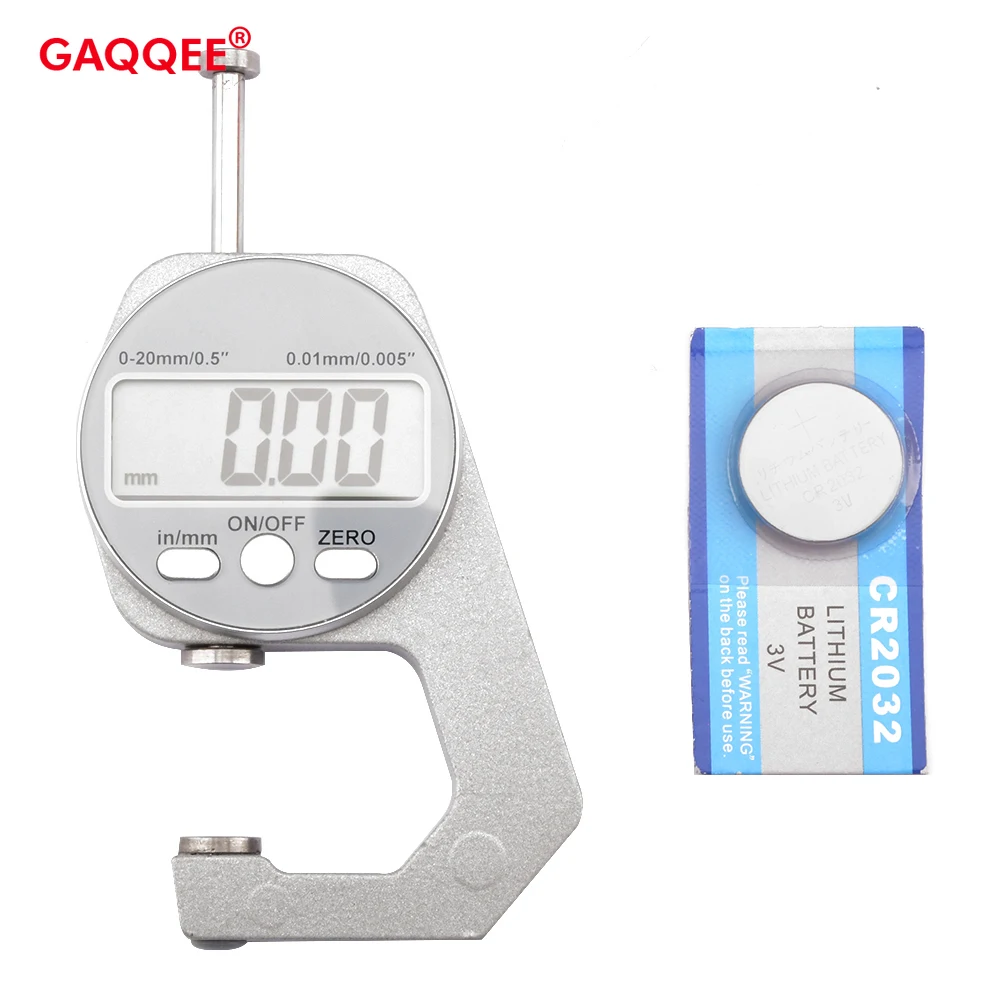 

Digital Display Thickness Gauge Zinc Alloy Electronic LCD Micrometer Metric Imperial Wall Thickness Measurement Tools 0-10/20mm