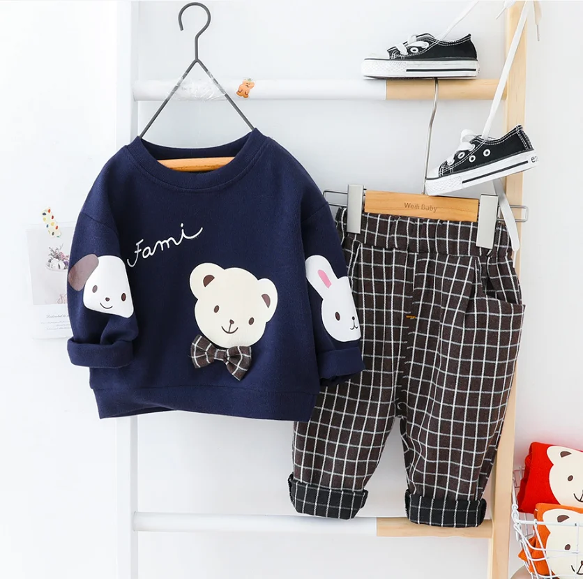 BibiCola/осенний спортивный костюм для малышей комплект одежды маленьких мальчиков