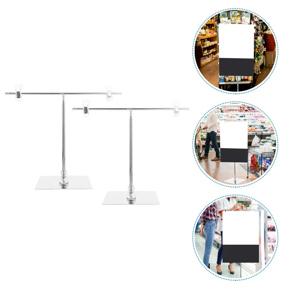 

2pcs Adjustable Poster Stands T Shaped Poster Display Holder Advertising Sign Display Stand with Clip