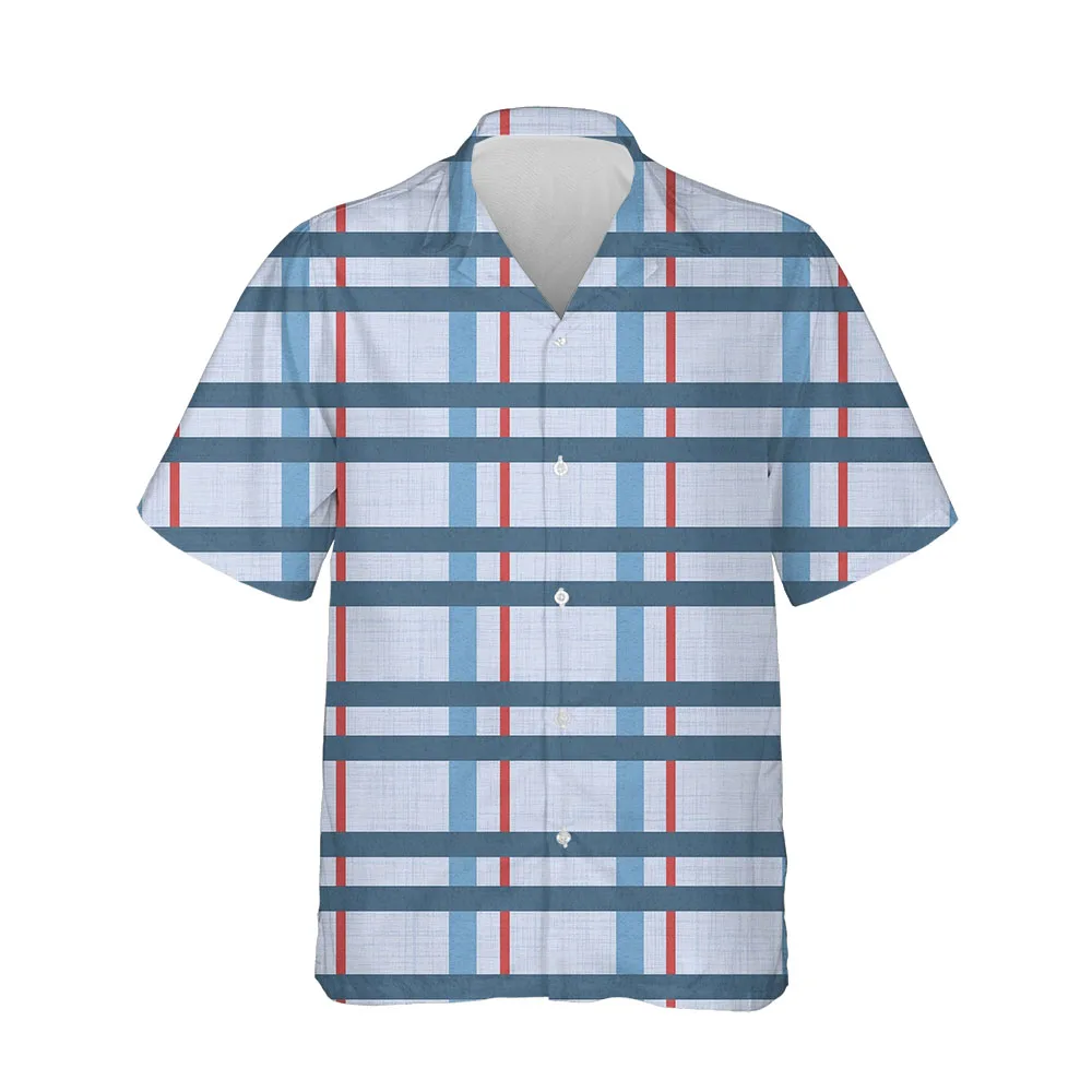 Jumeast New 3D Men's Clothing Fashion Plaid Shirts For Men Casual Mens Hawaiian Shirt Short Sleeve Comfortable Casual Blouses
