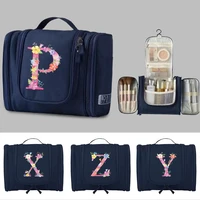 makeup bag toiletry bags women functional hanging cosmetic wash pouch travel organizer pink letter print handbag make up case
