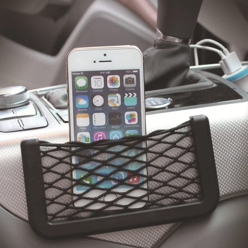 

Universal Black Car Net Bag Phone Holder Storage Mesh Net Pocket Organizer Car Storage Bag Pocket For Wallet, Keys, Pens